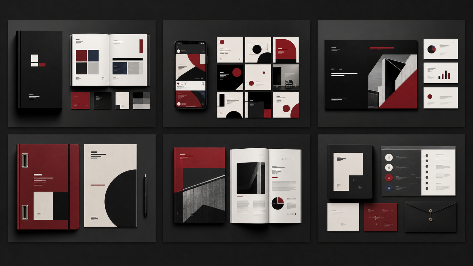 Brand system and stationery template mockups